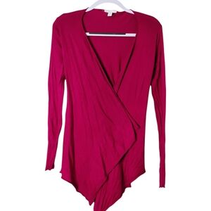 New York & Co. Women's Sz. XS Deep Pink/Magenta Long Sleeve Wrap Top Cardigan